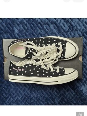 Converse CTAS Polka Dots "Have A Happy Day" In Vintage White Size 8.5 W, NIB